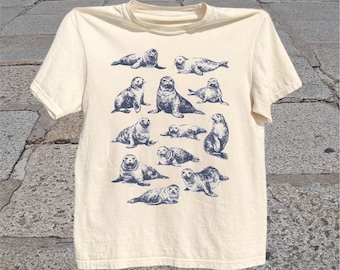 Seal T-Shirt: Vintage Ocean Marine Life Graphic Tee