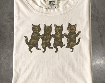 Tortoiseshell Cat Shirt, Dancing Tortie Cats Graphic Tee, Funny Cat Lover Gift