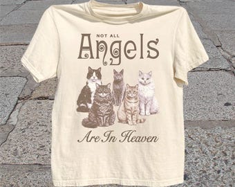 Cat Memorial T-Shirt: Vintage Cat Angel Heaven Quote Graphic tee