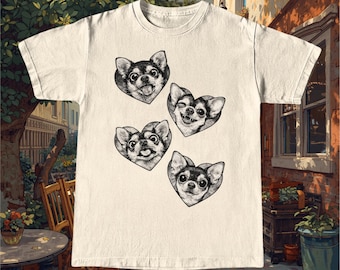 Chihuahua Shirt: Retro Chihuahua Dog Face Heart T-Shirt
