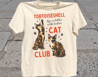 Tortoiseshell Cat T-Shirt: Tortie Cats Club Graphic Tee, Funny Cat Lover Shirt