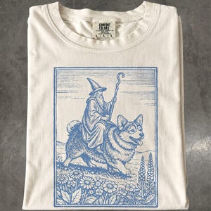 Corgi Shirt: Vintage Wizard Corgi Rider T-Shirt image 1