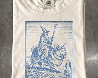 Corgi Shirt: Vintage Wizard Corgi Rider T-Shirt