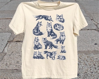 Fox T-Shirt: Vintage Woodland Animal Sketch Graphic Tee, Forest Nature Shirt, Fox Lover Gift