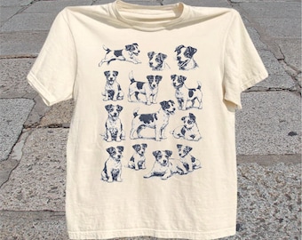 Jack Russell Terrier T-Shirt: Vintage Sketch Line Art Dog Lover Graphic tee