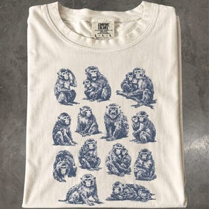 Macaque Monkey T-Shirt: Vintage Primate Graphic Tee, Jungle Wildlife Shirt, Animal Lover Gift