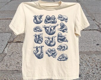 Sloth T-Shirt: Vintage Nature Animal Lover Graphic Tee