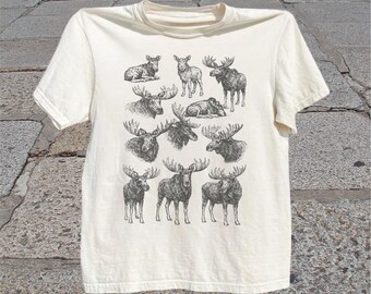 T-shirt Uomo Divertente Con Stampe Fauna Selvatica - Alce, Aquila, Leone, Lupo - Grigio