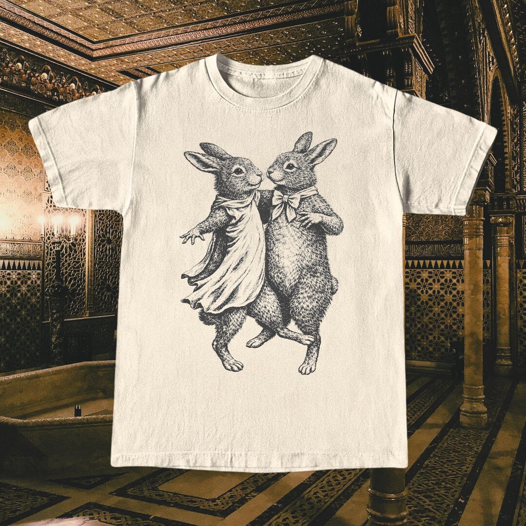 Dancing Rabbits T-shirt, Bunny Couple Ballroom Dance Graphic Tee ...