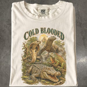 Cold Blooded T-Shirt: Vintage Reptile Graphic Tee, Cobra Crocodile Shirt, Herpetologist Gift