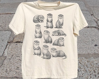 Otter T-Shirt: Vintage Animal Sketch Graphic Tee, River Wildlife Shirt