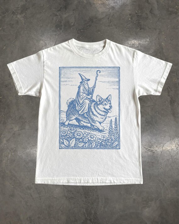 Corgi Shirt: Vintage Wizard Corgi Rider T-Shirt