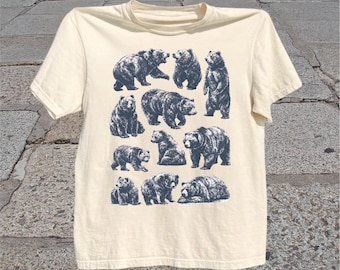 Grizzly Bear T-Shirt: Vintage Wildlife Graphic Tee, Rustic Nature Shirt, Bear Lover Gift