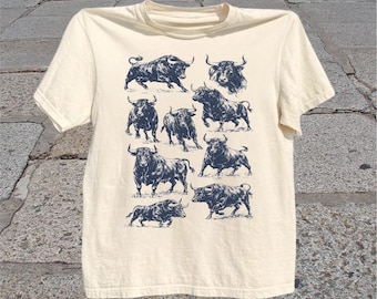 Bull T-Shirt: Vintage Western Ranch Sketch Graphic Tee, Rodeo Cowboy Shirt, Bull Lover Gift
