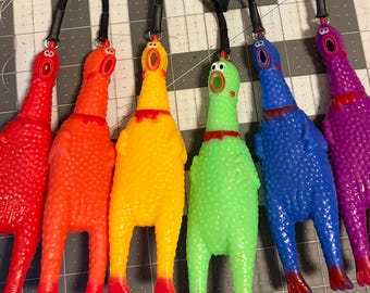 Pride and Poultry Flogger | Rainbow Rubber Chicken Flogger | Playful Thuddy Chaos