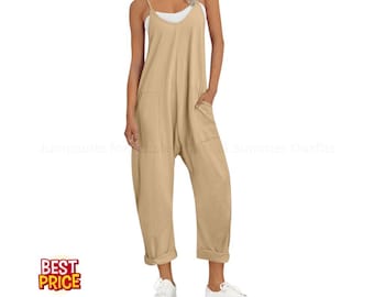 Mono de verano para mujer, mono informal, cómodo, ideal para vacaciones en la playa, mono de moda.