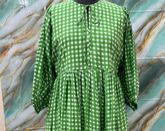 green emerald velvet dress Green Gingham Cindy Mini Dress