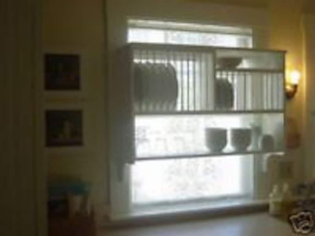 Kitchen Window Plate Rack Shelf Wood Dish Cabinet for Plates Mugs Tea