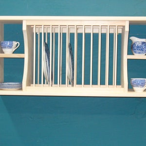 Wall Hanging Mug Rack , Plate Shelf, Dish Rack With Mug Hooks, Wood Plate  Rack 