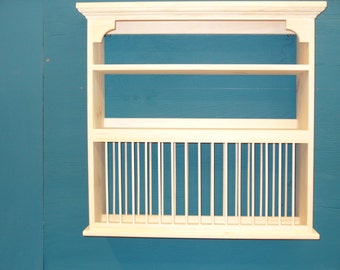 Organizer Crown moulding Wood cup plate dish rack art shelf cabinet kitchen mug tea cup