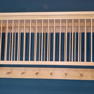 Country shaker peg drying Wood plate dish rack cabinet shelf kitchen Holds  plates unfinished solid 3/4&quot; pine wood