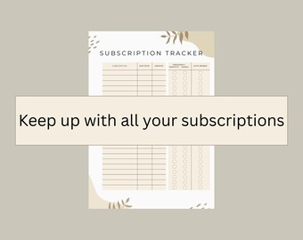 Printable Subscription Tracker | Recurring Payments Log | Budget Planner PDF | Instant Download