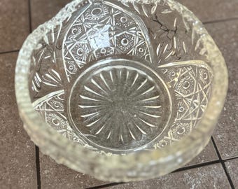 Vintage L.E. Smith Crystal Sawtooth Bowl