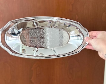 Vintage Silver-Plated Oval Decorative Tray