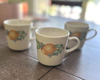 Set of 3 - Vintage Corelle Coordinates “Abundance” Coffee Mugs
