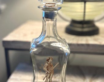 Vintage Old Fitzgerald “Minuteman Soldier” Collectible Glass Decanter