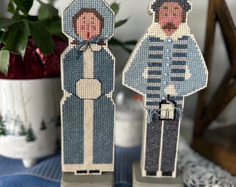 Vintage Handmade Needlepoint/Cross-Stitch Christmas Carolers