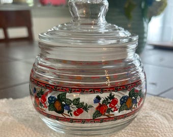 KIG Indonesia Glass Candy Jar with Fruit Motif