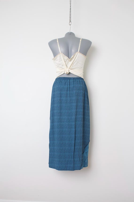 vintage 90s whimsy teal patchwork maxi skirt - image 2