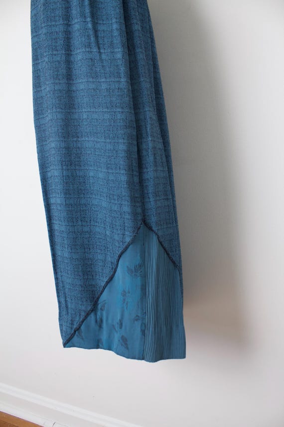 vintage 90s whimsy teal patchwork maxi skirt - image 3