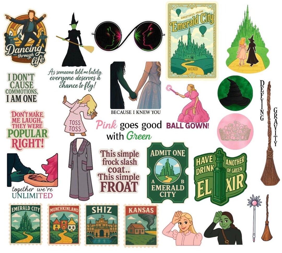 Wicked Movie Inspired Sticker Packs - Etsy