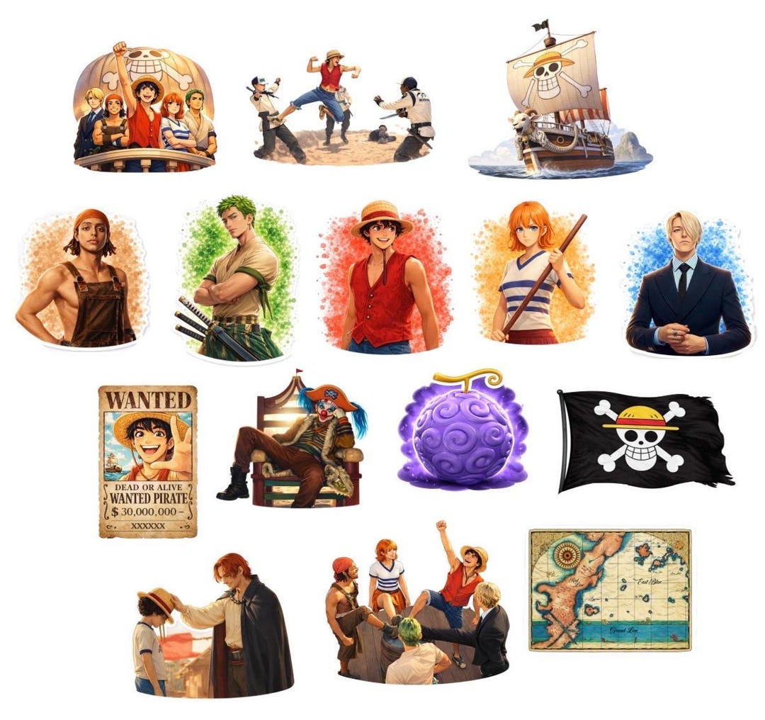 One Piece Sticker Set (15 Stickers) - Etsy