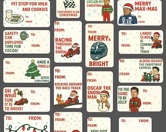 F1 Christmas Present Sticker Tags
