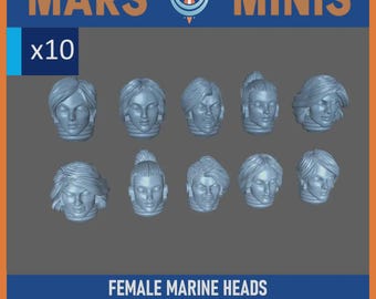 FEMALE MARINE Helmet - Bits - (10x) - sized for Primary Marines- 28mm