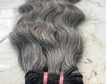 Salt and Pepper Human Hair Bundles | Body Wave, Double Weft, 100g