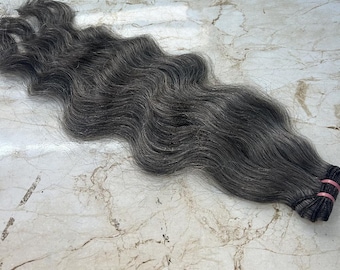 Dark Grey Human Hair Weft Bundles