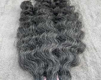Dark Curly gray human hair bundles