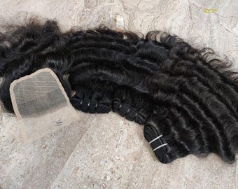 Curly Human Hair Bundles with Closure