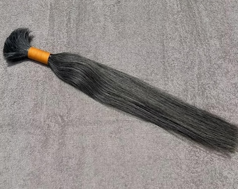Salt & Pepper Human Hair for Braiding: Straight Gray Blend