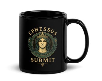Hera die souveräne Königin Kaffeetasse, schwarz glänzende Keramiktasse