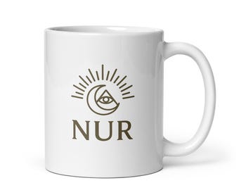 NUR weiße glänzende Tasse, Keramikkaffeetasse (11 Unze, 15 Unze, 20 Unze)