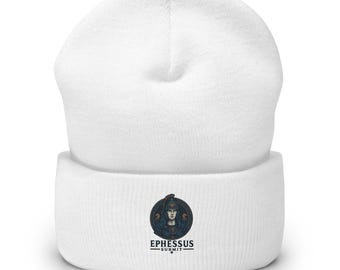 Embroidered Cuffed Beanie, Ares the Warrior Spirit Knit Winter Hat