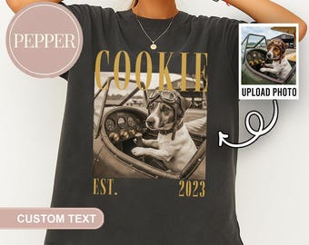 Camiseta personalizada con foto de mascota, camiseta personalizada para dueños de perros, camiseta a juego para mascota y dueño, regalo para mamás perrunas, camiseta con retrato de mascota personalizado