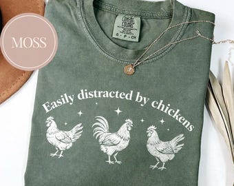 Camiseta "Me distraigo fácilmente con las gallinas", Camiseta para amantes de las gallinas, Camiseta de gallinas, Camiseta de gallinas para el Día de la Madre, Camiseta de gallinas para mujer, Me encantan las gallinas