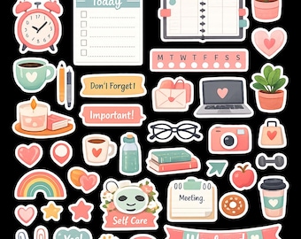 Cute Cozy Planner Stickers | Kawaii Digital Stickers | iPad Planner Stickers | GoodNotes PNG Bundle