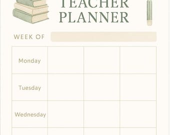 Minimalistische lerarenplanner | Afdrukbaar wekelijks lesplan | Classroom-organizer pdf | Sjabloon Docentenrooster A4